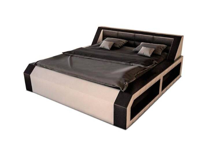 Sofa Dreams Boxspringbett Matera Kunstleder Bett mit LED-Beleuchtung Komplettbett, mit Matratze, mit Topper, gestepptes Kopfteil, schwarz von sofa-dreams