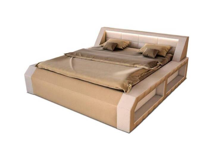 Sofa Dreams Boxspringbett Matera Kunstleder komplett mit LED Beleuchtung Komplettbett, mit Matratze, mit Topper, gestepptes Kopfteil von sofa-dreams