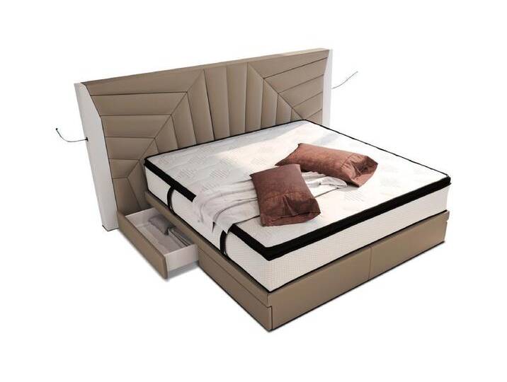 Sofa Dreams Boxspringbett Monaco Microfaser Mineva, mit Topper, Schubladen, USB-Anschlüssen und LED-Beleuchtung, grau, taupe-weiß Sofa Dreams Boxspringbett Monaco Microfaser Mineva, mit Topper, Schubladen, USB-Anschlüssen und LED-Beleuchtung, grau, taupe-weiß von sofa-dreams