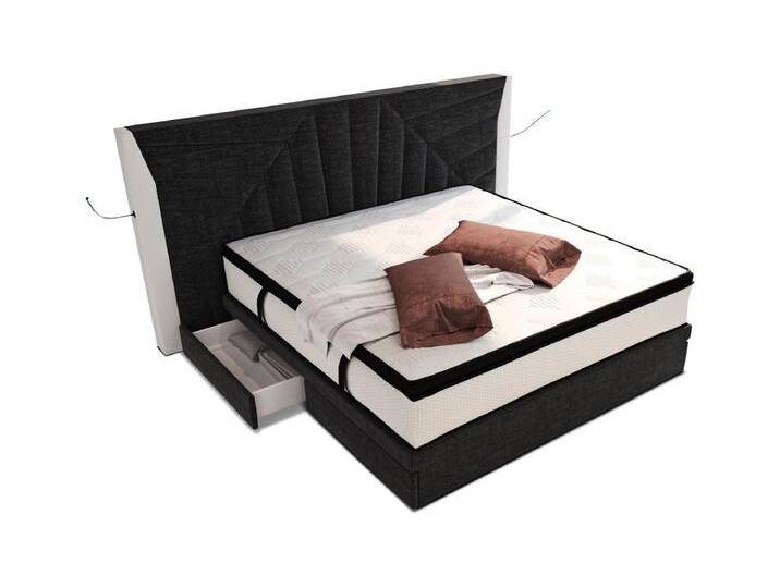 Sofa Dreams Boxspringbett Monaco Stoffbezug Strukturstoff, mit Topper, mit Schubladen, mit LED-Beleuchtung, mit USB-Anschlüssen, grau schwarz Sofa Dreams Boxspringbett Monaco Stoffbezug Strukturstoff, mit Topper, mit Schubladen, mit LED-Beleuchtung, mit USB-Anschlüssen, grau schwarz von sofa-dreams