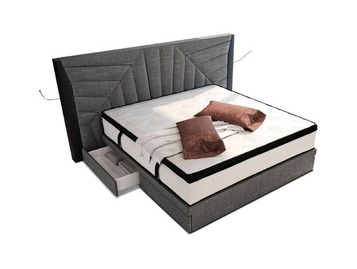 Sofa Dreams Boxspringbett Monaco Stoffbezug Strukturstoff, mit Topper, mit Schubladen, mit LED-Beleuchtung, mit USB-Anschlüssen, grau schwarz Sofa Dreams Boxspringbett Monaco Stoffbezug Strukturstoff, mit Topper, mit Schubladen, mit LED-Beleuchtung, mit USB-Anschlüssen, grau schwarz von sofa-dreams