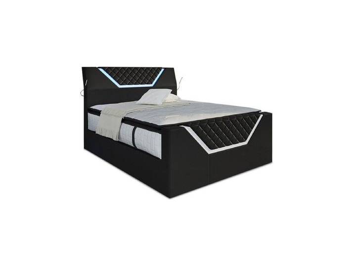 Sofa Dreams Boxspringbett Nantes inkl. Matratze & Topper mit LED-Beleuchtung, Bett mit Kunstleder Premium Bezug und in versch. Liegemaßen, schwarz von sofa-dreams