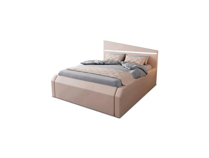Sofa Dreams Boxspringbett Nelassa (6 Teile), Kunstleder, Matratze, Topper, LED-Beleuchtung im Kopfteil, Luxus Bett, beige, 200 x 220 cm, Sandbeige von sofa-dreams