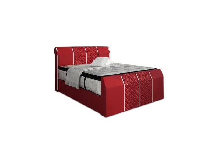 Sofa Dreams Boxspringbett Paris inkl. Matratze & Topper mit LED-Beleuchtung, Bett mit Kunstleder Premium Bezug und in versch. Liegemaßen, rot von sofa-dreams