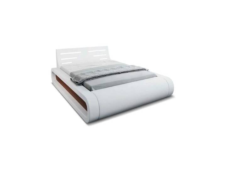 Sofa Dreams Boxspringbett Sorano (6 Teile), LED-Beleuchtung im Kopfteil, Bett in Kunstlederbezug, Matratze, Topper, rot, 200 x 200 cm, Weiß-Rot von sofa-dreams