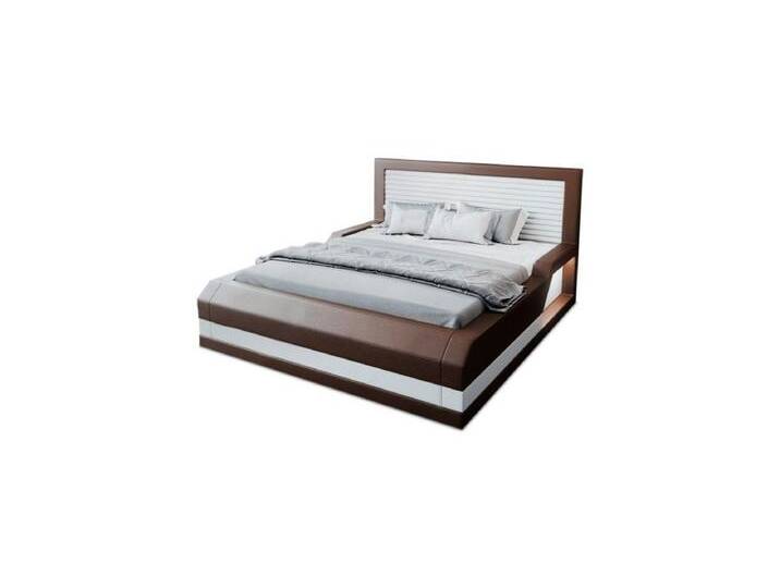 Sofa Dreams Boxspringbett Treviso Bett Kunstleder Premium Komplettbett mit LED Beleuchtung, mit Topper, mit Matratze, mit LED Beleuchtung, braun von sofa-dreams