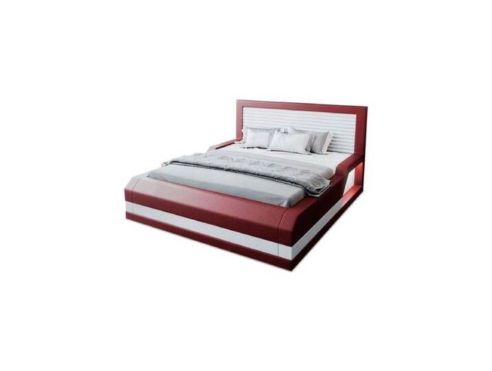 Sofa Dreams Boxspringbett Treviso Bett Kunstleder Premium Komplettbett mit LED Beleuchtung, mit Topper, mit Matratze, mit LED Beleuchtung, rot von sofa-dreams