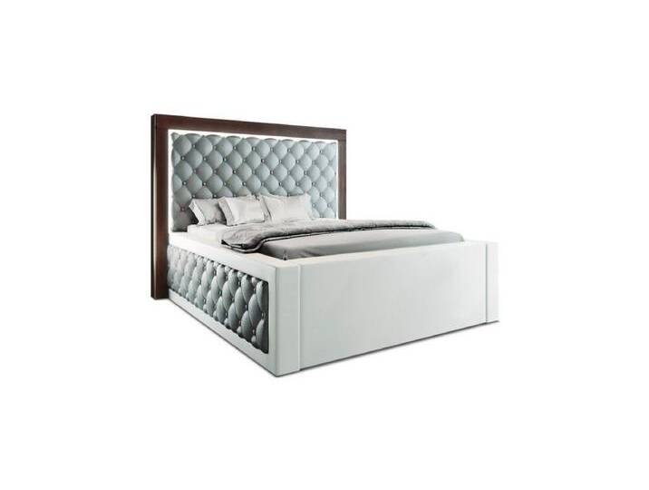 Sofa Dreams Boxspringbett Varese Bett Kunstleder Premium Komplettbett mit LED Beleuchtung, mit Topper, grau, 140 x 200 cm, grau-weiß von sofa-dreams