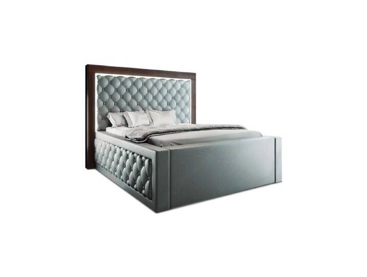 Sofa Dreams Boxspringbett Varese Bett Kunstleder Premium Komplettbett mit LED Beleuchtung, mit Topper, grau, 200 x 200 cm, Grau von sofa-dreams