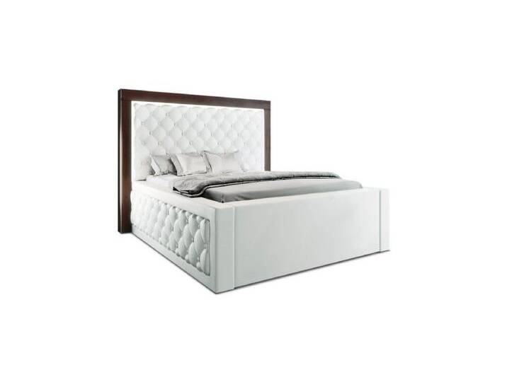 Sofa Dreams Boxspringbett Varese Bett Kunstleder Premium Komplettbett mit LED Beleuchtung, mit Topper, weiß, 140 x 200 cm, weiß-weiß von sofa-dreams
