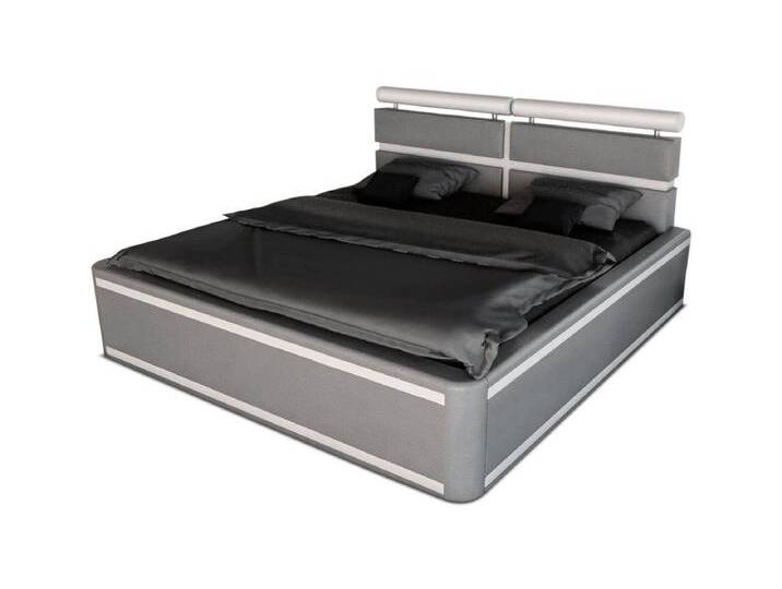 Sofa Dreams Boxspringbett Venedig Bett Kunstleder Premium Komplettbett mit LED Beleuchtung, mit Topper, mit Matratze, mit LED Beleuchtung im Kopfteil, grau von sofa-dreams