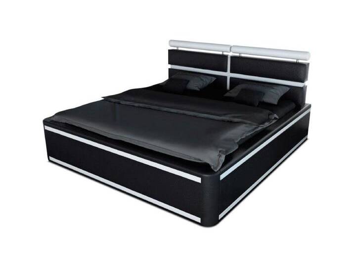 Sofa Dreams Boxspringbett Venedig Bett Kunstleder Premium Komplettbett mit LED Beleuchtung, mit Topper, mit Matratze, mit LED Beleuchtung im Kopfteil, schwarz von sofa-dreams