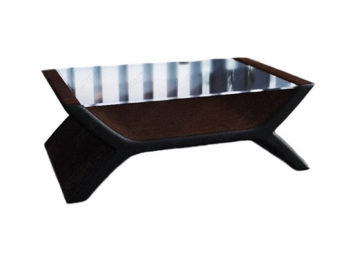 Sofa Dreams Couchtisch Calabria Tisch Stoff mit Sicherheitsglasplatte 12mm, Strukturstoff Bezug in Braun, Akzentfarbe Kunstleder Schwarz, braun von sofa-dreams