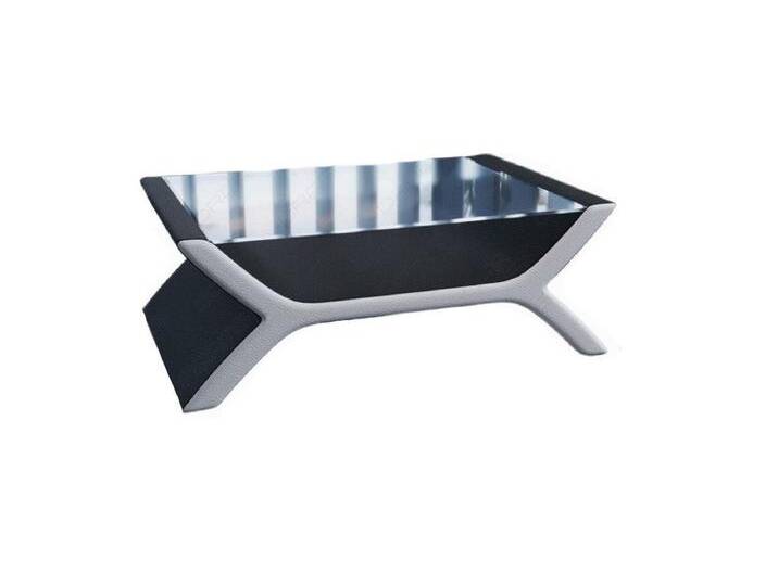 Sofa Dreams Couchtisch Leder Calabria Tisch mit Sicherheitsglasplatte 12mm (1 Tisch), mit Kunstleder Premium Bezug in Schwarz-Weiß, Designertisch, schwarz von sofa-dreams