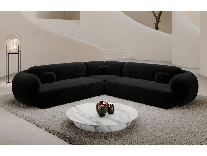 Sofa Dreams Ecksofa Altea L Form Polsterecke, Eckcouch, Lounge Design, 4-Sitzer, Strukturstoff Bezug in Schwarz, schwarz, Webstoff-Schwarz von sofa-dreams
