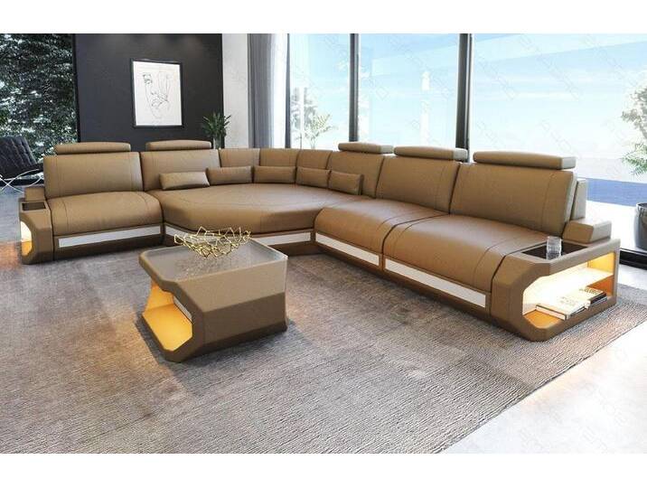 Sofa Dreams Ecksofa Asti, Couch, L Form Ledersofa mit LED, Designersofa, beige goldfarben, Links - vor dem Sofa stehend, sandbeige-weiss Sofa Dreams Ecksofa Asti, Couch, L Form Ledersofa mit LED, Designersofa, beige goldfarben, Links - vor dem Sofa stehend, sandbeige-weiss von sofa-dreams