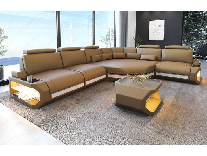 Sofa Dreams Ecksofa Asti, Couch, L Form Ledersofa mit LED, Designersofa, beige goldfarben, Rechts - vor dem Sofa stehend, sandbeige-weiss Sofa Dreams Ecksofa Asti, Couch, L Form Ledersofa mit LED, Designersofa, beige goldfarben, Rechts - vor dem Sofa stehend, sandbeige-weiss von sofa-dreams