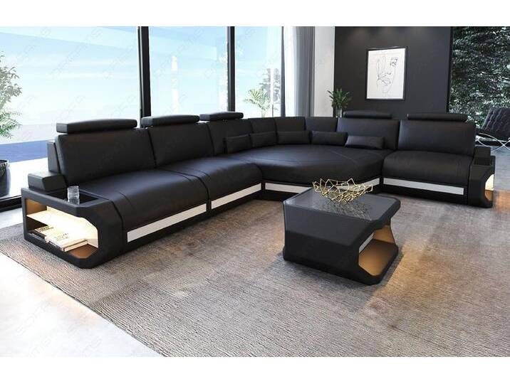 Sofa Dreams Ecksofa Asti, Couch, L Form Ledersofa mit LED, Designersofa von sofa-dreams