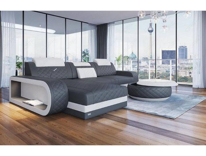 Sofa Dreams Ecksofa Berlin L Form Leder, Ecksofa, Ottomane, LED-Beleuchtung, Breite: 308cm, Zierkissen, 4-Sitzer, USB, grau, Ohne Schlaffunktion Sofa Dreams Ecksofa Berlin L Form Leder, Ecksofa, Ottomane, LED-Beleuchtung, Breite: 308cm, Zierkissen, 4-Sitzer, USB, grau, Ohne Schlaffunktion von sofa-dreams