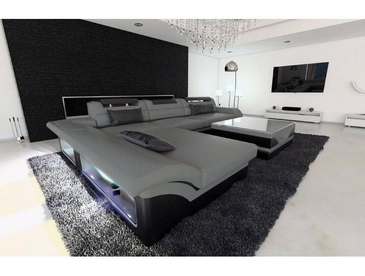 Sofa Dreams Ecksofa Couch Leder Sofa Monza L Form Ledersofa, Couch, mit LED, Designersofa, grau schwarz, Mit Bettfunktion-RGB-LED-Beleuchtung Sofa Dreams Ecksofa Couch Leder Sofa Monza L Form Ledersofa, Couch, mit LED, Designersofa, grau schwarz, Mit Bettfunktion-RGB-LED-Beleuchtung von sofa-dreams