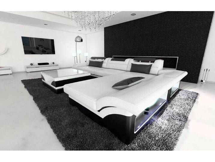 Sofa Dreams Ecksofa Monza L Form Leder Couch mit Ottomane und LED Beleuchtung, Couch, mit LED, Designersofa, schwarz weiß Sofa Dreams Ecksofa Monza L Form Leder Couch mit Ottomane und LED Beleuchtung, Couch, mit LED, Designersofa, schwarz weiß von sofa-dreams