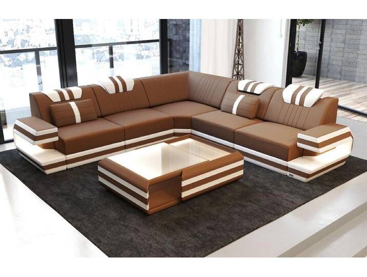 Sofa Dreams Ecksofa Design Polsterstoff Sofa Ragusa L Form M Mikrofaser Stoffsofa, braun, Ohne Hocker, hellbraun-weiß Sofa Dreams Ecksofa Design Polsterstoff Sofa Ragusa L Form M Mikrofaser Stoffsofa, braun, Ohne Hocker, hellbraun-weiß von sofa-dreams