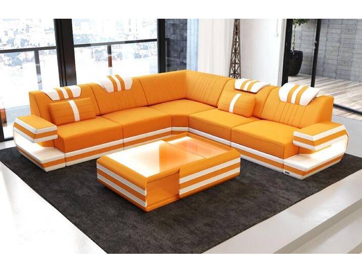Sofa Dreams Ecksofa Design Polsterstoff Sofa Ragusa L Form M Mikrofaser Stoffsofa, orange, Mit Hocker, apricot-weiß Sofa Dreams Ecksofa Design Polsterstoff Sofa Ragusa L Form M Mikrofaser Stoffsofa, orange, Mit Hocker, apricot-weiß von sofa-dreams