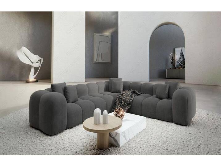 Sofa Dreams Ecksofa Design Stoff Samtstoff Couch Formentera L Form Stoffsofa, Loungesofa, grau, Dunkelgrau von sofa-dreams
