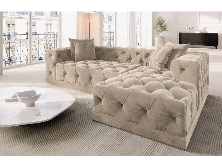 Sofa Dreams Ecksofa Designer Samtstoff Polster Sofa Palma L Form kurz Stoffsofa, Creme von sofa-dreams