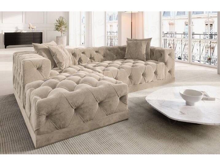 Sofa Dreams Ecksofa Designer Samtstoff Polster Sofa Palma L Form kurz Stoffsofa, Creme von sofa-dreams