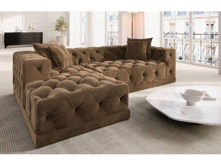 Sofa Dreams Ecksofa Designer Samtstoff Polster Sofa Palma L Form kurz Stoffsofa, braun, Braun von sofa-dreams