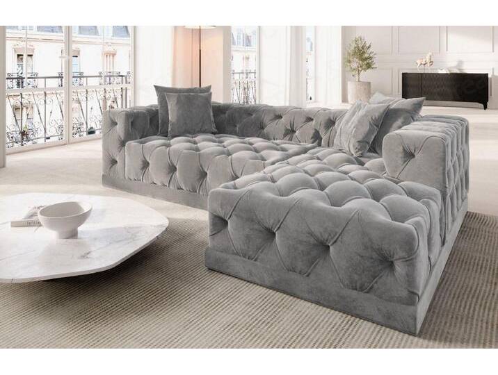 Sofa Dreams Ecksofa Designer Samtstoff Polster Sofa Palma L Form kurz Stoffsofa, grau, Hellgrau von sofa-dreams