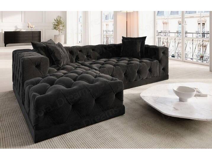 Sofa Dreams Ecksofa Designer Samtstoff Polster Sofa Palma L Form kurz Stoffsofa, schwarz, Schwarz von sofa-dreams