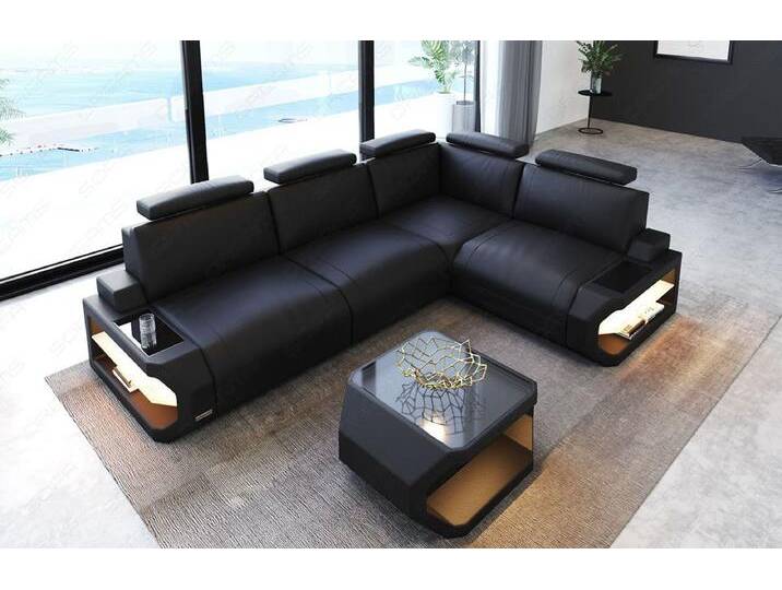 Sofa Dreams Ecksofa Leder Couch Siena L Form Ledersofa, L-Form Ledersofa mit LED-Beleuchtung von sofa-dreams