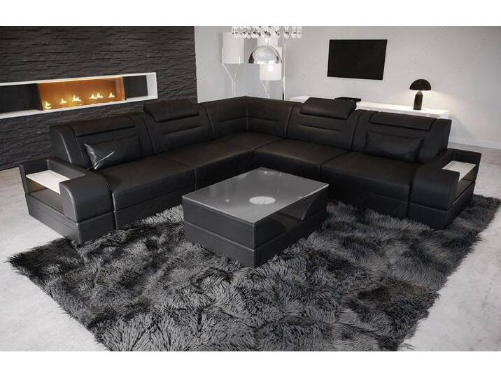 Sofa Dreams Ecksofa Leder Couch Sofa Trivento L Form Ledersofa, L-Form Ledersofa mit LED, schwarz, Mit Schlaffunktion, schwarz Sofa Dreams Ecksofa Leder Couch Sofa Trivento L Form Ledersofa, L-Form Ledersofa mit LED, schwarz, Mit Schlaffunktion, schwarz von sofa-dreams