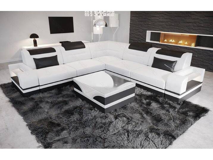 Sofa Dreams Ecksofa Leder Couch Sofa Trivento L Form Ledersofa, L-Form Ledersofa mit LED, wahlweise mit Bettfunktion von sofa-dreams