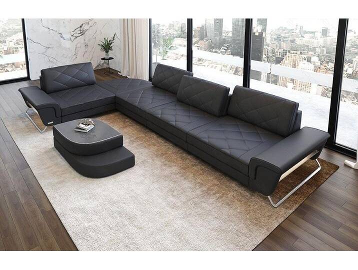 Sofa Dreams Ecksofa Leder Designer Eckcouch Rotello L Form Luxus Ledersofa, Couch wahlweise mit Multifunktionskonsole von sofa-dreams
