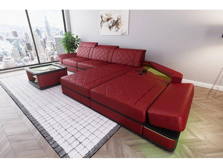 Sofa Dreams Ecksofa Leder Designer Sofa Couch Perugia L Form Ledersofa, Ledercouch mit LED-Beleuchtung, rot schwarz, rot-schwarz Sofa Dreams Ecksofa Leder Designer Sofa Couch Perugia L Form Ledersofa, Ledercouch mit LED-Beleuchtung, rot schwarz, rot-schwarz von sofa-dreams