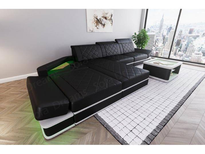 Sofa Dreams Ecksofa Leder Designer Sofa Couch Perugia L Form Ledersofa, Ledercouch mit LED-Beleuchtung, schwarz, schwarz-weiß Sofa Dreams Ecksofa Leder Designer Sofa Couch Perugia L Form Ledersofa, Ledercouch mit LED-Beleuchtung, schwarz, schwarz-weiß von sofa-dreams