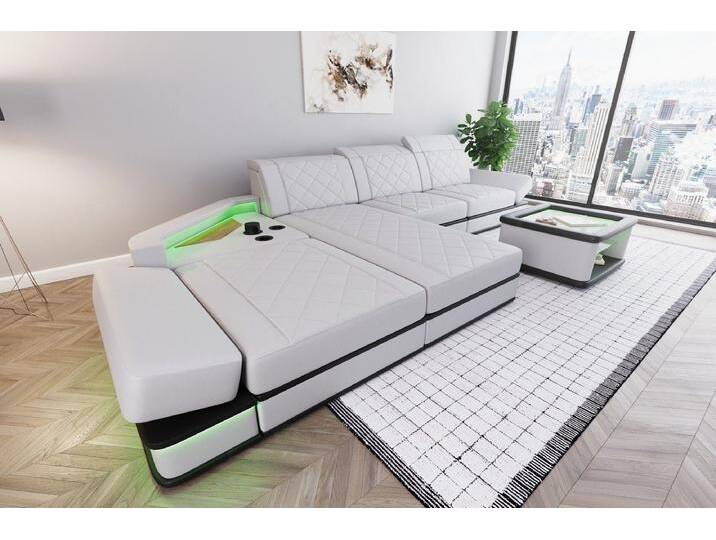 Sofa Dreams Ecksofa Leder Designer Sofa Couch Perugia L Form Ledersofa, Ledercouch mit LED-Beleuchtung, schwarz weiß, weiß-schwarz Sofa Dreams Ecksofa Leder Designer Sofa Couch Perugia L Form Ledersofa, Ledercouch mit LED-Beleuchtung, schwarz weiß, weiß-schwarz von sofa-dreams