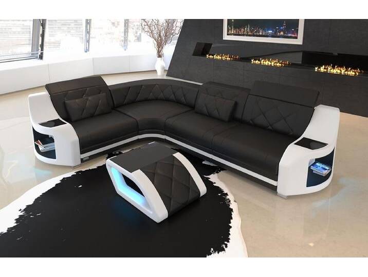 Sofa Dreams Ecksofa Leder Ledercouch Sofa Genua L Form Ledersofa, Couch, mit LED, Designersofa von sofa-dreams