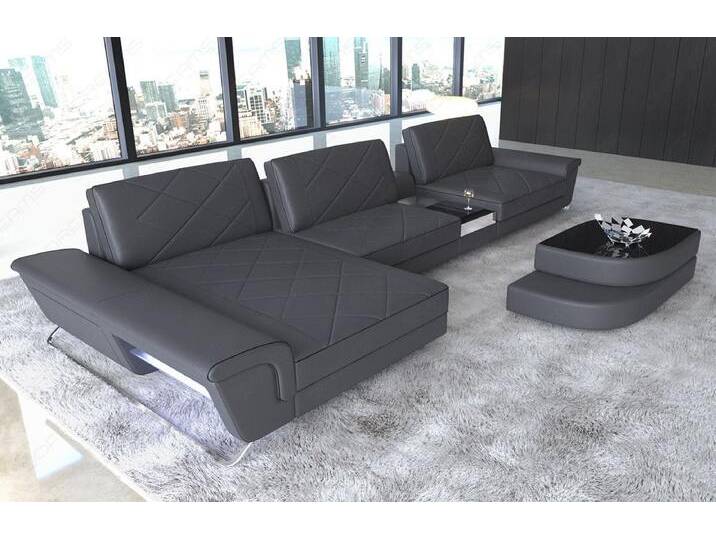 Sofa Dreams Ecksofa Leder Sofa Bari L Form Ledersofa, Couch, mit LED, verstellbare Rückenlehnen, Designersofa, grau schwarz, grau-schwarz Sofa Dreams Ecksofa Leder Sofa Bari L Form Ledersofa, Couch, mit LED, verstellbare Rückenlehnen, Designersofa, grau schwarz, grau-schwarz von sofa-dreams