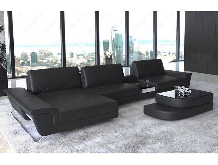 Sofa Dreams Ecksofa Leder Sofa Bari L Form Ledersofa, Couch, mit LED, verstellbare Rückenlehnen, Designersofa, schwarz, schwarz Sofa Dreams Ecksofa Leder Sofa Bari L Form Ledersofa, Couch, mit LED, verstellbare Rückenlehnen, Designersofa, schwarz, schwarz von sofa-dreams
