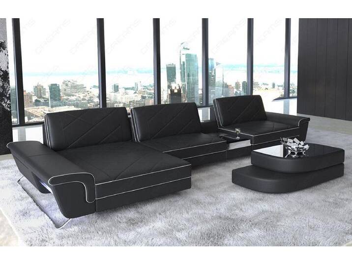 Sofa Dreams Ecksofa Leder Sofa Bari L Form Ledersofa, Couch, mit LED, verstellbare Rückenlehnen, Designersofa, schwarz, schwarz-weiß Sofa Dreams Ecksofa Leder Sofa Bari L Form Ledersofa, Couch, mit LED, verstellbare Rückenlehnen, Designersofa, schwarz, schwarz-weiß von sofa-dreams