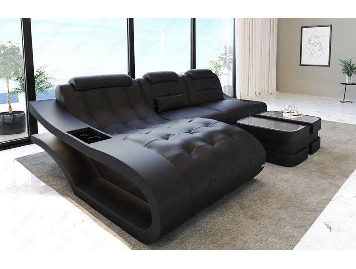 Sofa Dreams Ecksofa Leder Sofa Couch Elegante Ledercouch, L-Form Ledersofa mit LED, schwarz, Mit Bettfunktion-RGB-LED-Beleuchtung, schwarz Sofa Dreams Ecksofa Leder Sofa Couch Elegante Ledercouch, L-Form Ledersofa mit LED, schwarz, Mit Bettfunktion-RGB-LED-Beleuchtung, schwarz von sofa-dreams