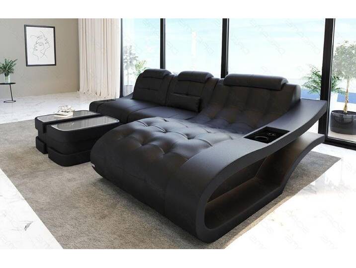 Sofa Dreams Ecksofa Leder Sofa Couch Elegante Ledercouch, L-Form Ledersofa mit LED, wahlweise mit Bettfunktion von sofa-dreams