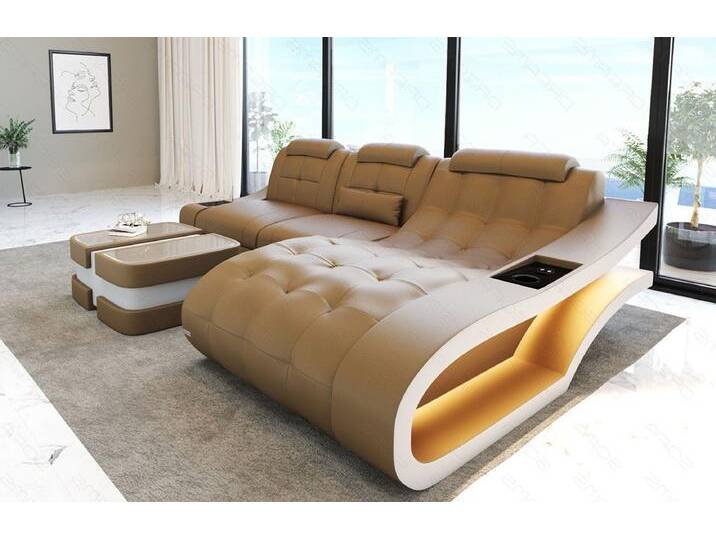Sofa Dreams Ecksofa Leder Sofa Couch Elegante Ledercouch, L-Form Ledersofa mit LED, wahlweise mit Bettfunktion von sofa-dreams