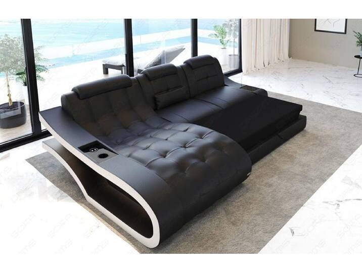 Sofa Dreams Ecksofa Leder Sofa Couch Elegante Ledercouch, L-Form Ledersofa mit LED, wahlweise mit Bettfunktion von sofa-dreams
