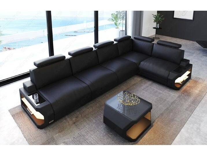 Sofa Dreams Ecksofa Leder Sofa Couch Siena L Form lang Ledercouch, L-Form Ledersofa mit LED-Beleuchtung, schwarz, schwarz Sofa Dreams Ecksofa Leder Sofa Couch Siena L Form lang Ledercouch, L-Form Ledersofa mit LED-Beleuchtung, schwarz, schwarz von sofa-dreams