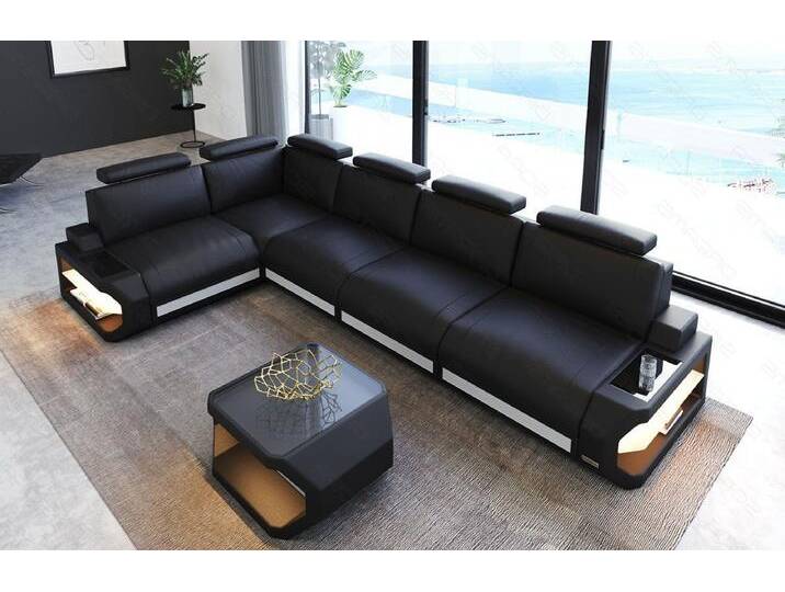 Sofa Dreams Ecksofa Leder Sofa Couch Siena L Form lang Ledercouch, L-Form Ledersofa mit LED-Beleuchtung, schwarz, schwarz-weiß Sofa Dreams Ecksofa Leder Sofa Couch Siena L Form lang Ledercouch, L-Form Ledersofa mit LED-Beleuchtung, schwarz, schwarz-weiß von sofa-dreams